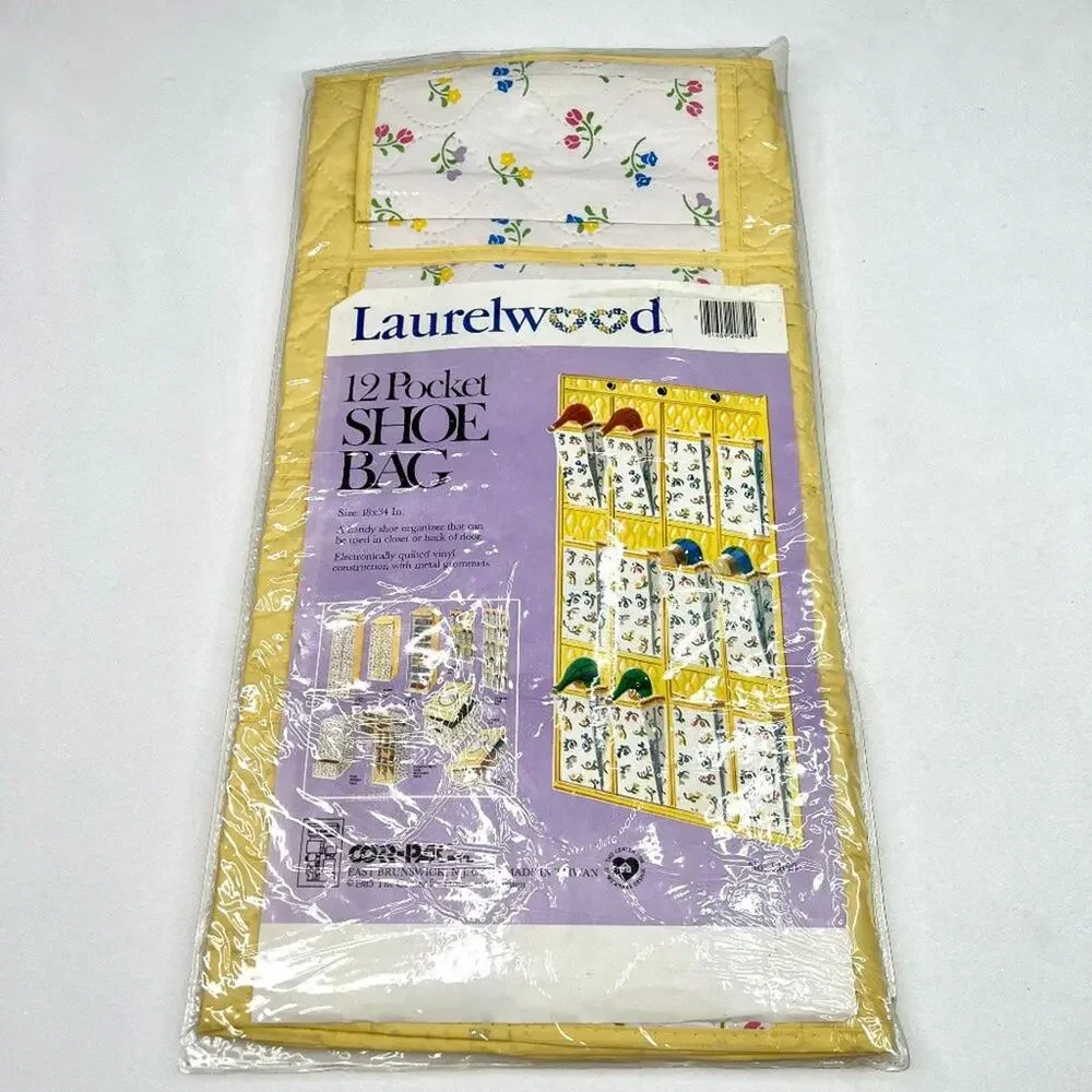 Vintage 1985 Corr-Pak Laurelwood Floral Hanging Shoe Organizer